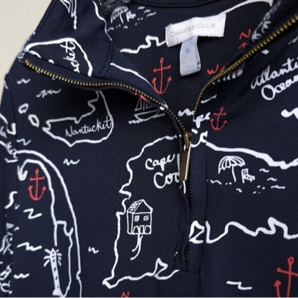 Charter Club nautical 1/4 zip nylon shirt - Picture 4 of 5